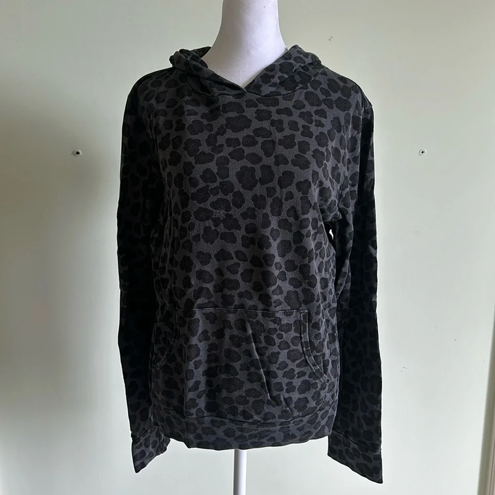 Monrow Black & Grey Hoodie with Kangaroo Pocket Size Medium